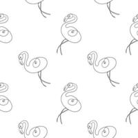 flamingo bird line art seamless pattern vector