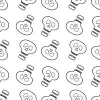 hand drawn seamless pattern of skulls vector