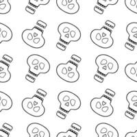 hand drawn seamless pattern of skulls vector