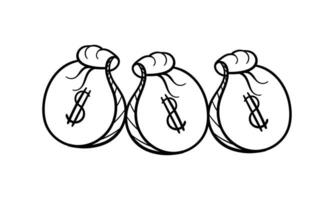 hand drawn bag of dollar bills2 vector