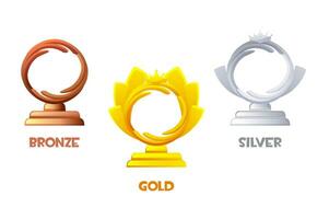 Award figurine icons. Vector objects for 2D games.