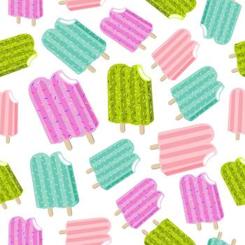 Vector seamless pattern background with double pastel ice cream.