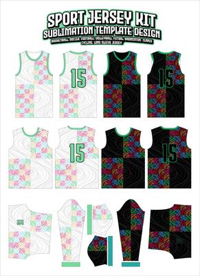 Swirles Abstract Tiles Sports Jersey Design Sportswear Layout Template