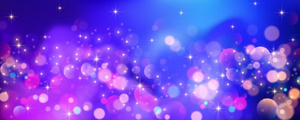 Rainbow unicorn background. Pastel glitter pink fantasy galaxy. Magic mermaid sky with bokeh. Holographic kawaii abstract space with stars and sparkles. Vector