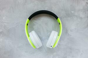 Headphones on gray background photo