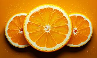 Slice of orange with water bubbles Generative AI photo