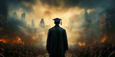 A graduated man imagine his past photo