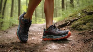 zapato corredor en bosque. ai generativo foto