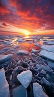 Stunning sunset over ice floe landscape photo