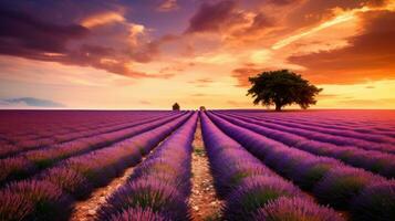 tranquil scene with beautiful lavender field at morning photo