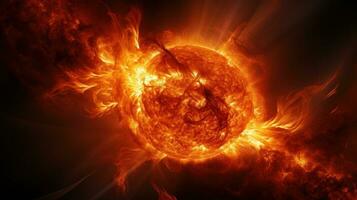 Striking image of the sun's surface during a magnetic storm, photo