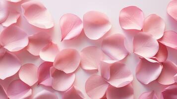 rose petals on light pink background photo