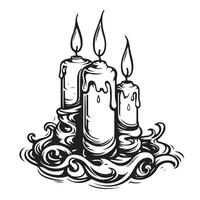 Candles melting hand drawn sketch. Symbol of holiday and romance. vector