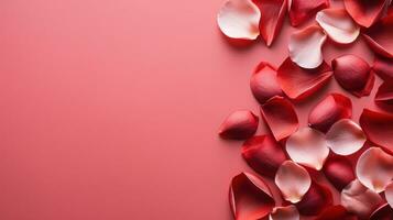 red rose petals on red background photo