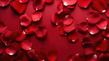 red rose petals on red background photo