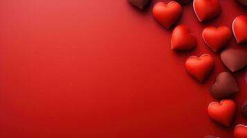 red hearts on red background photo