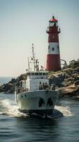 Military liner at sea with helicopters and warships photo