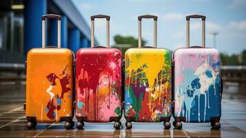 Colorful suitcases for long trips photo