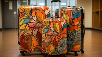 Colorful suitcases for long trips photo