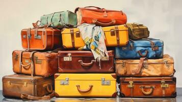 Colorful suitcases for long trips photo