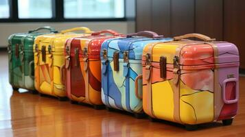 Colorful suitcases for long trips photo