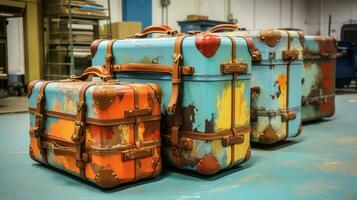 Colorful suitcases for long trips photo