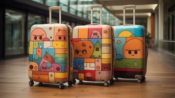 Colorful suitcases for long trips photo