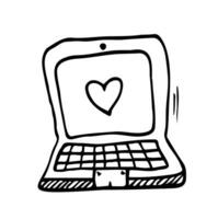 Doodle laptop icon in vector. Hand drawn laptop icon. Doodle computer icon. Hand drawn computer icon. vector