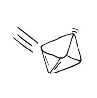Vector illustration. Hand drawn doodle of closed envelope. Not read incoming message. Cartoon sketch. Decoration for greeting cards, posters, emblems