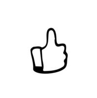 Thumb up hand icon in doodle sketch lines. Internet social media news status update like vector