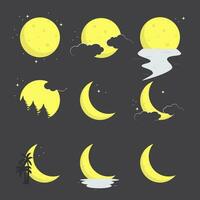 Moon Vectors and Illustrations. Yellow Moon Pictures.