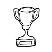 Trophy doodle icon vector. Winner prize sketch vector