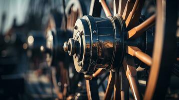 Close-up of a naval cannon on the ship photo