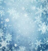 blue christmas background with snowflakes photo