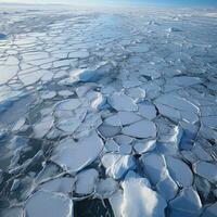 Aerial view of intricate ice floe patterns photo