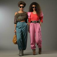 Girls in 80s fashion clothes photo