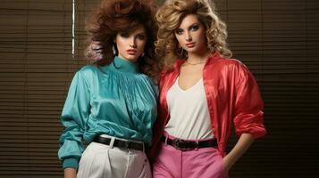 Girls in 80s fashion clothes photo