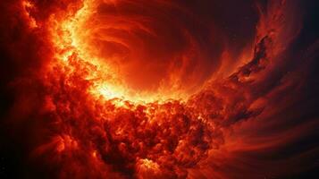 asombroso imagen de un solar prominencia durante un magnético tormenta, foto