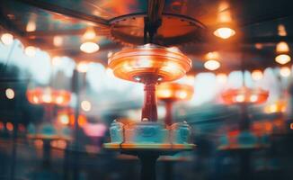 a blurry background of the fairground ride photo