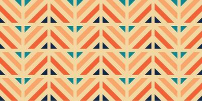 Abstract groovy retro 70s line art background vector. Wallpaper design with geometric pattern with vintage color background. Design illustration for home decoration, card, poster, banner. vector