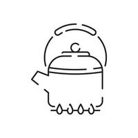 Teacup line icon icon. Teapot or samovar flat icon. Thin line signs for design logo, visit card. Symbol for web design or mobile app. Cup outline pictogram. vector