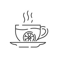 Teacup line icon icon. Teapot or samovar flat icon. Thin line signs for design logo, visit card. Symbol for web design or mobile app. Cup outline pictogram. vector