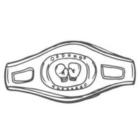 Boxing champion belt sketch in doodle style vector