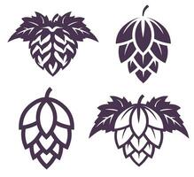 Set of different hop flowers vector