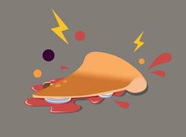 un pedazo de Pizza cayó. un ilustración de fracaso vector