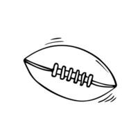 Rugby ball hand drawn outline doodle icon. Rugby equipment, team sport, healthy lifestyle concept. Vector sketch illustration for print, web, mobile and infographics on white background.