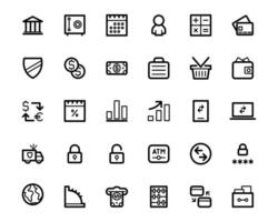 Finance, Banking and business line icon collection Big UI icon set in a flat design. vector