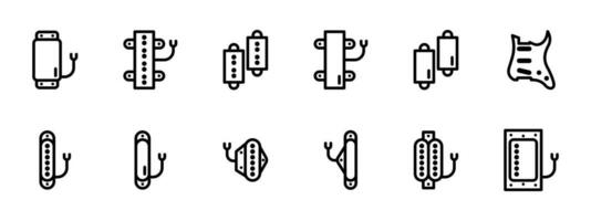 Musical instrument icon set. Strings, winds, keyboards, percussion Vector illustration collection