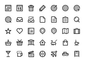 Business Management Outline Icon Collection Mission, values, human resources, experience, and more Simple web icon Vector. vector