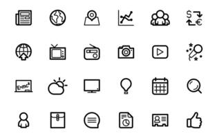 Set of thin icons of news and media. Outline the symbol collection. Editable vector. vector